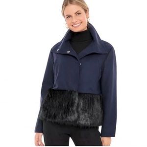 TUCKERNUCK Maxwell Faux Fur Trim Navy Jacket